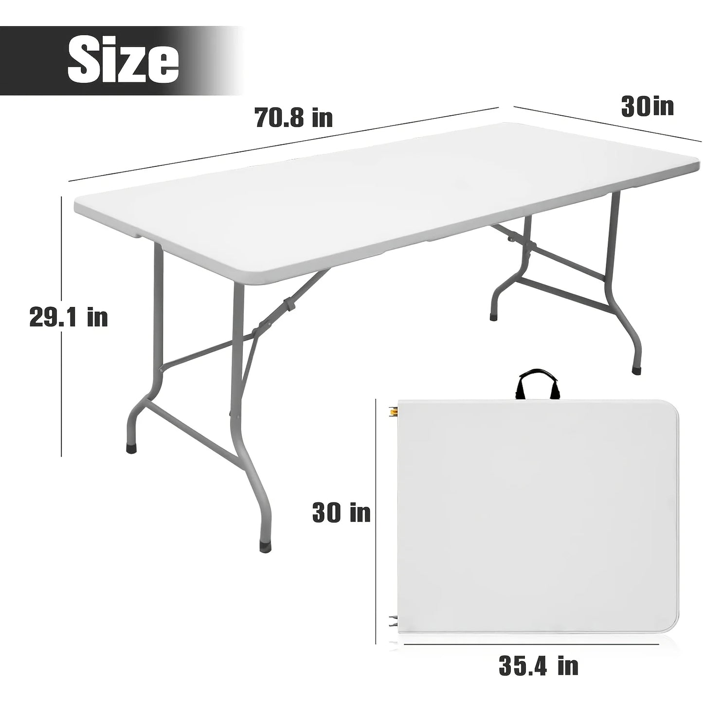 1/2 Pack 4/6/8 FT Plastic Folding Dining Table, White High Duty Rectangular Dining Table with Carrying Handle, Portable In/Qutdoor Camping Picnic Garden Party Dining & Office Meeting Desk LODEIJA