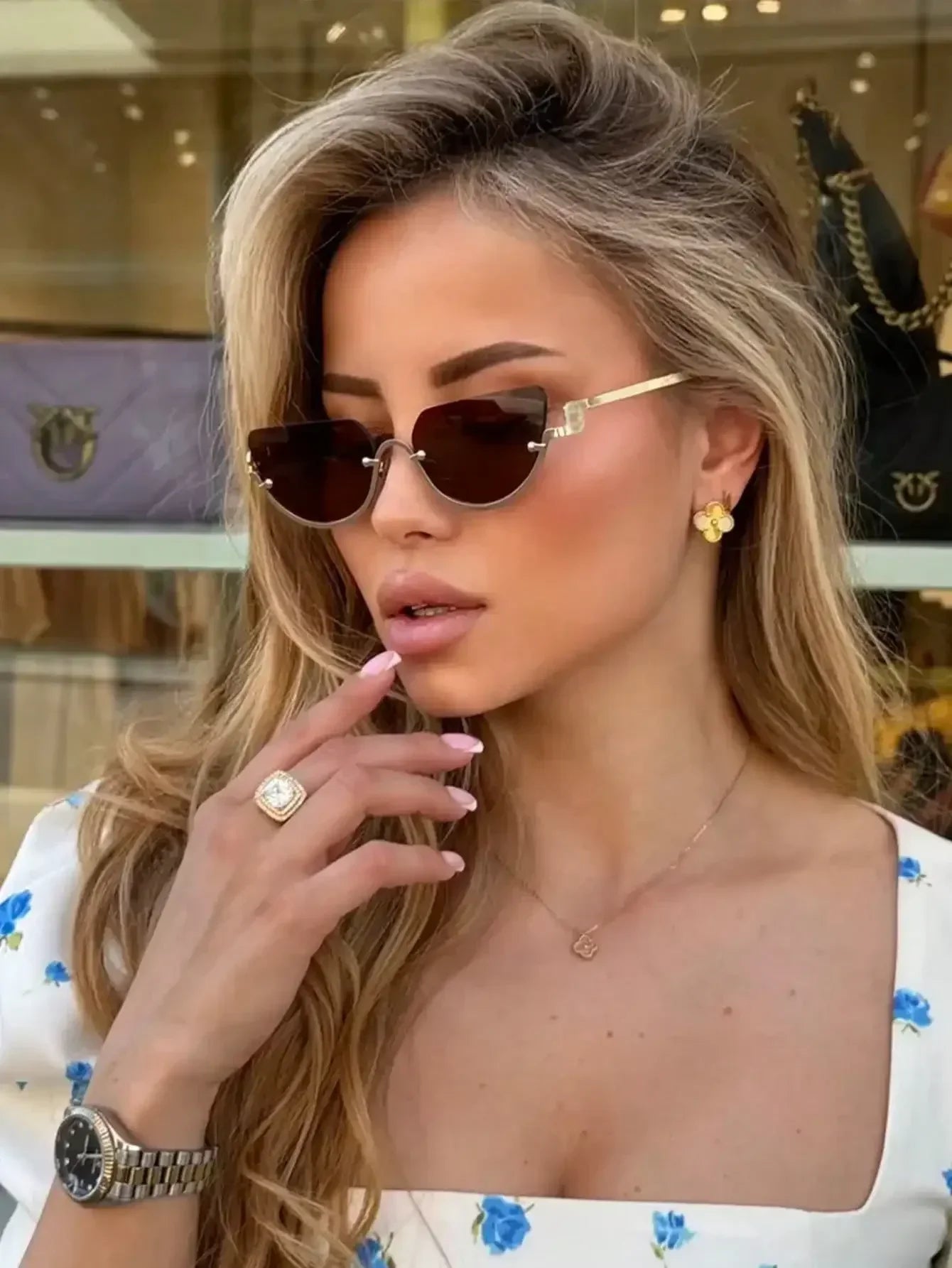 1pc Fashion Small Frame Oval Fashion Glasses Personalized Versatile Vintage Women's Glasses Summer Travel Holiday Beach