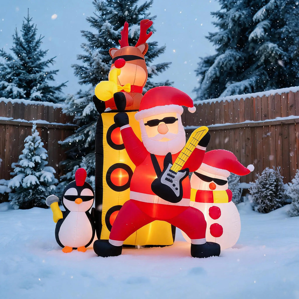 Christmas Inflatable Santa Musical Band Outdoor Garden Yard
