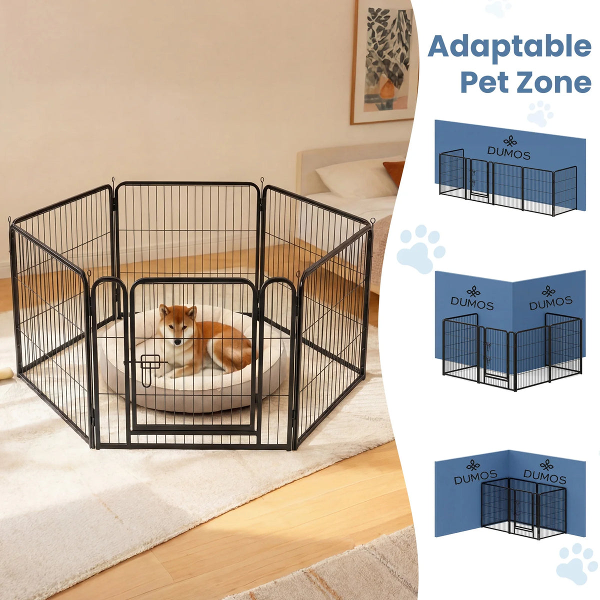 JHK Foldable Metal Dog Playpen With Secure Portable Exercise Pen