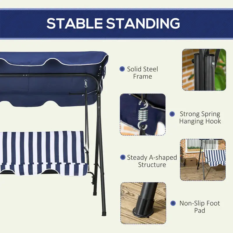 Cushioned Outdoor Patio Swing Chair With Adjustable Canopy