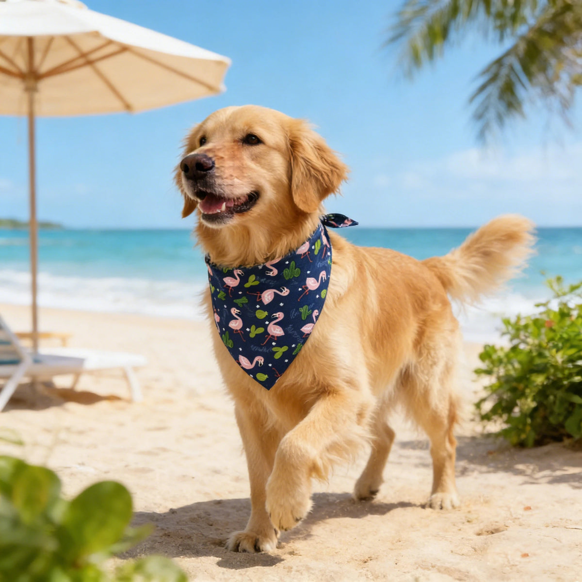 Adjustable Washable Floral Pattern Dog Neck Bandana