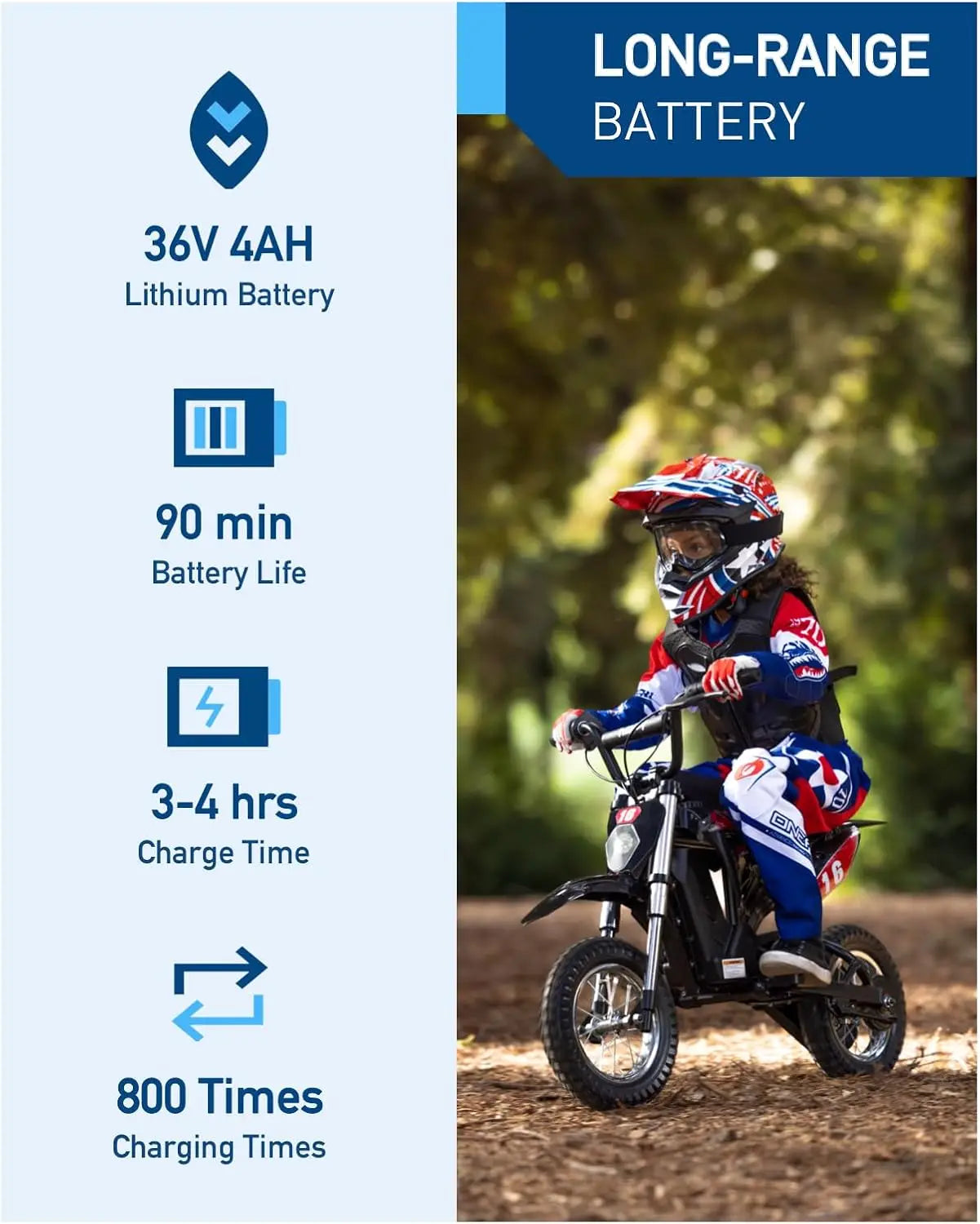 Hiboy DK1 36V Electric Dirt Bike, 300W Electric Motorcycle - Up to 15.5 MPH & 13.7 Miles Long-Range, 3-Speed Modes Motorcycle for Kids Ages 3-10