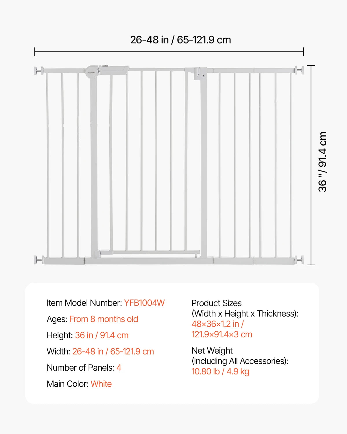SucceBuy Pressure Mount Walk Through Baby Security Gate