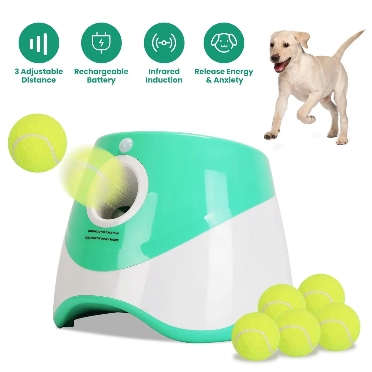 Rechargeable Automatic Dog Ball Launcher With Adjustable Distances
