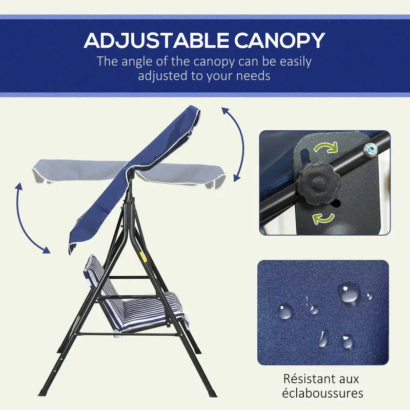 Cushioned Outdoor Patio Swing Chair With Adjustable Canopy