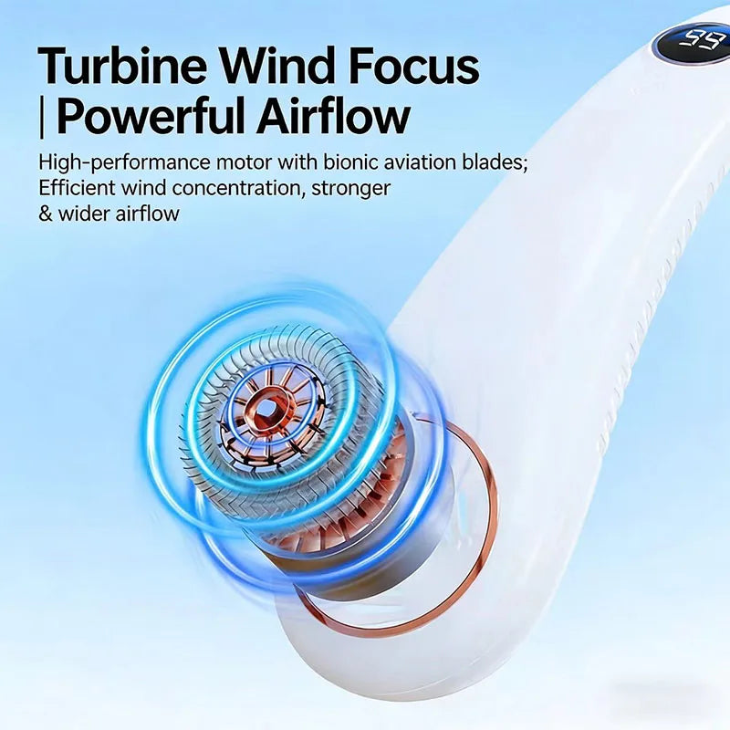 New Mini Neck Mounted Fan Portable Bladeless Neck USB Rechargeable Air Cooler 5 File Speed Summer Sports Fan Outdoor Sports Fans
