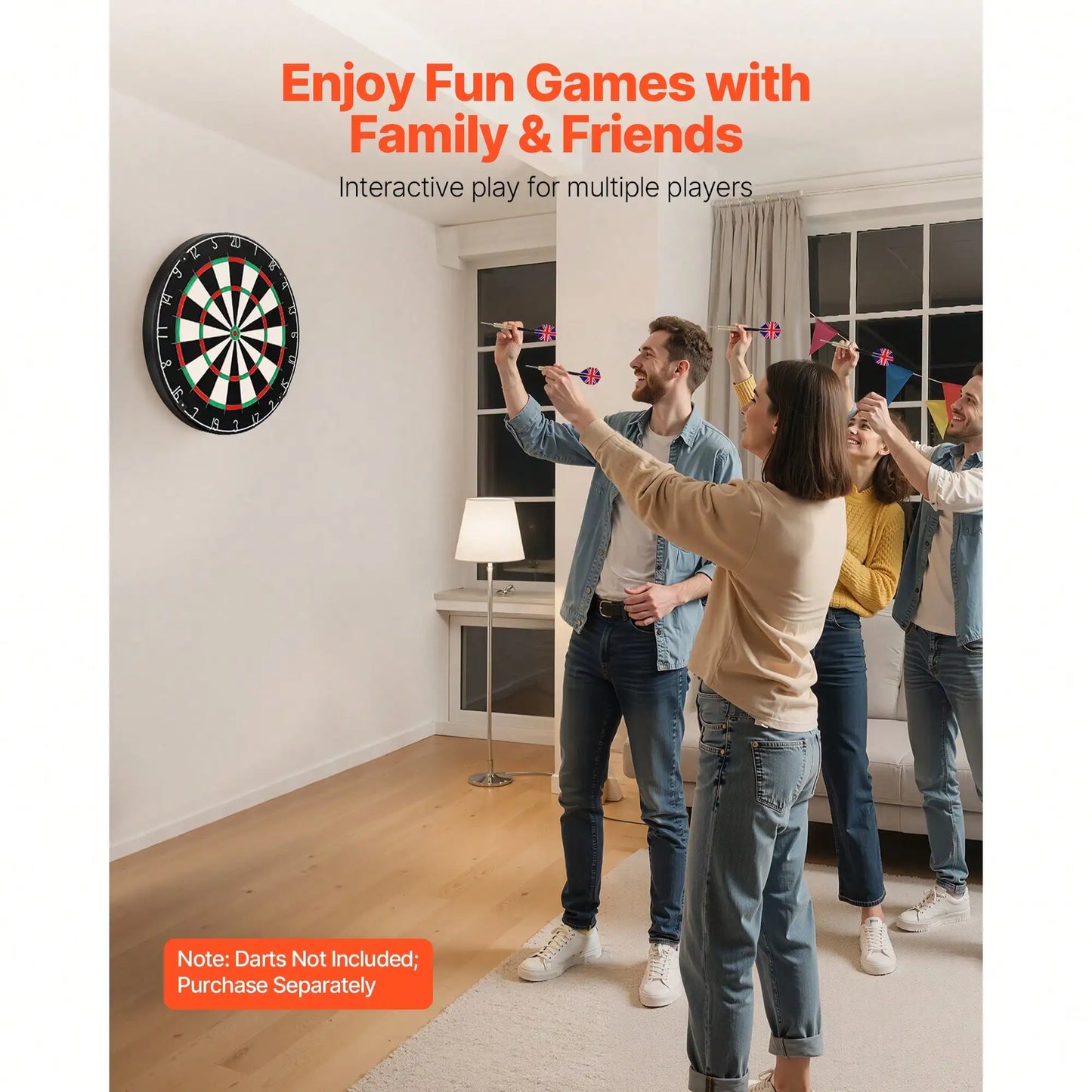 Dart Board, High-Grade Self-Healing Sisal Fiber Dartboard With Staple-Free Bullseye, Blade Wire & Rotating Number Ring, 17.7" Professional Dartboard For Home Party Game Room (Darts Not Included)