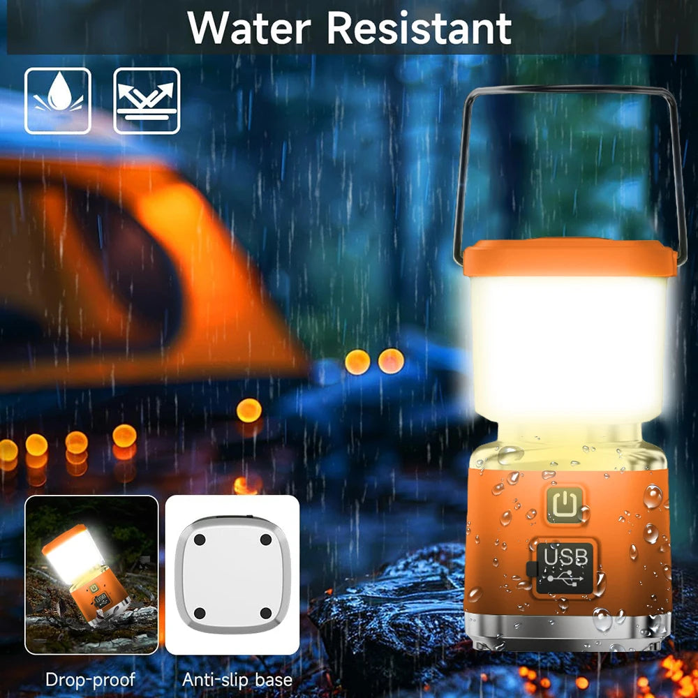 New Portable Camping Light Power Bank LED Camping String With Handles 4 Lighting Stepless Dimming Waterproof Outdoor Tent Light