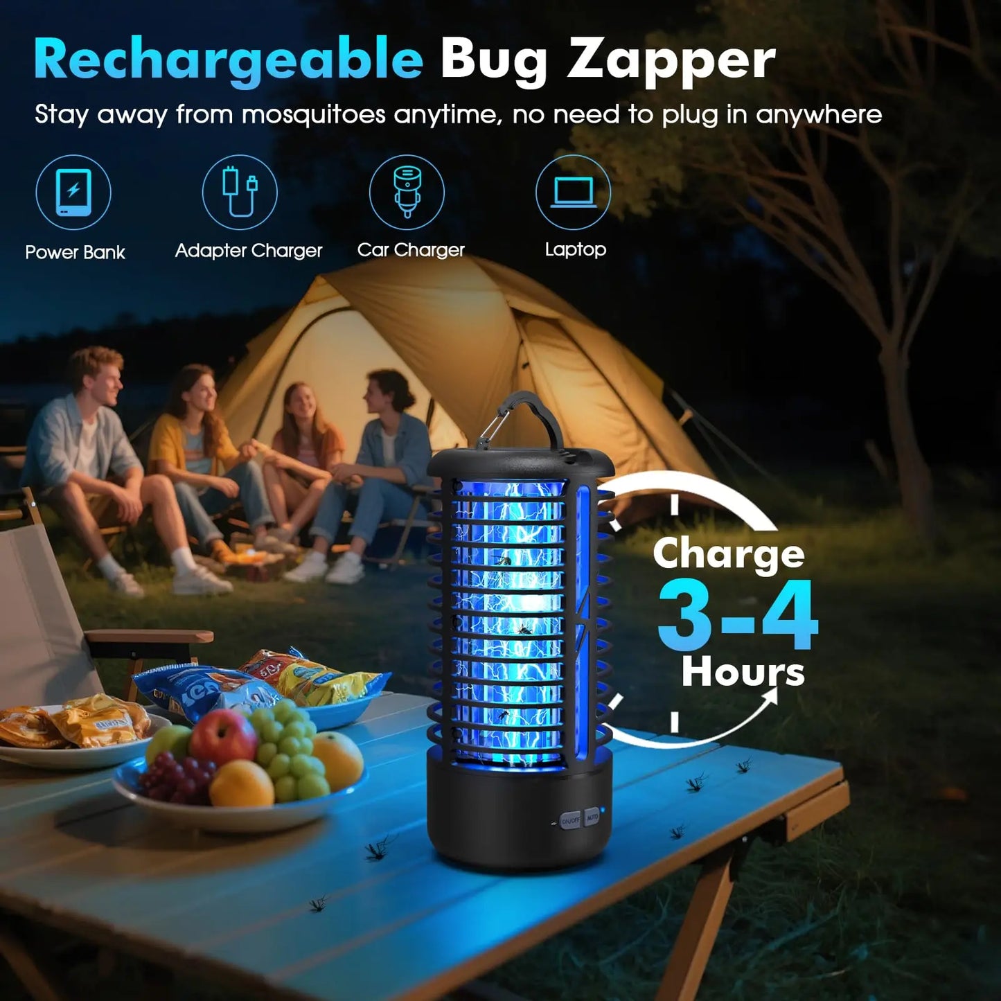 Rechargeable Bug Zapper Portable Mosquito Killer For Indoor Outdoor Use