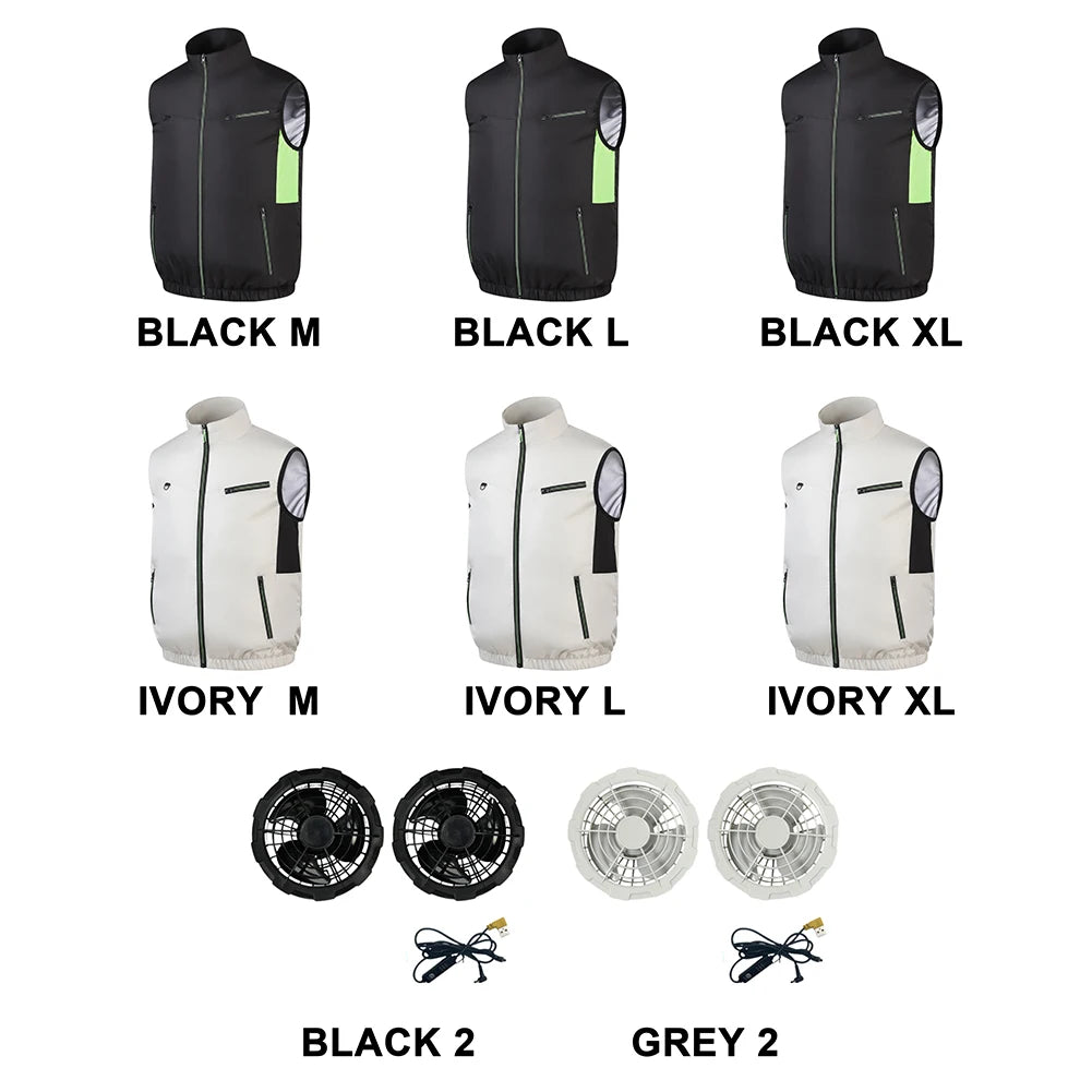 Wearable Cooling Vest With Air Fan For Summer Outdoor Activities