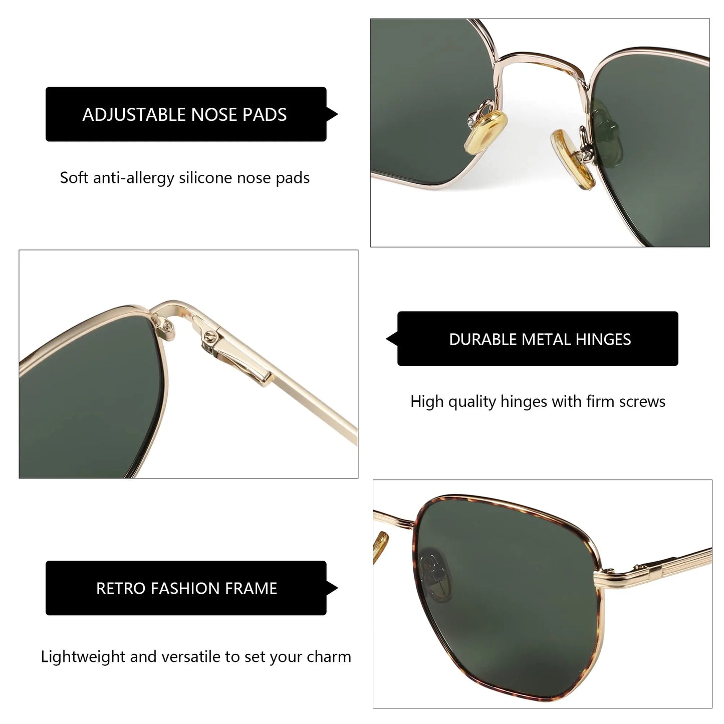 ZENOTTIC Sunglasses for Men Women -  Hexagon Polarized UV Protection Metal Frame Fashion Sun Glasses for Driving