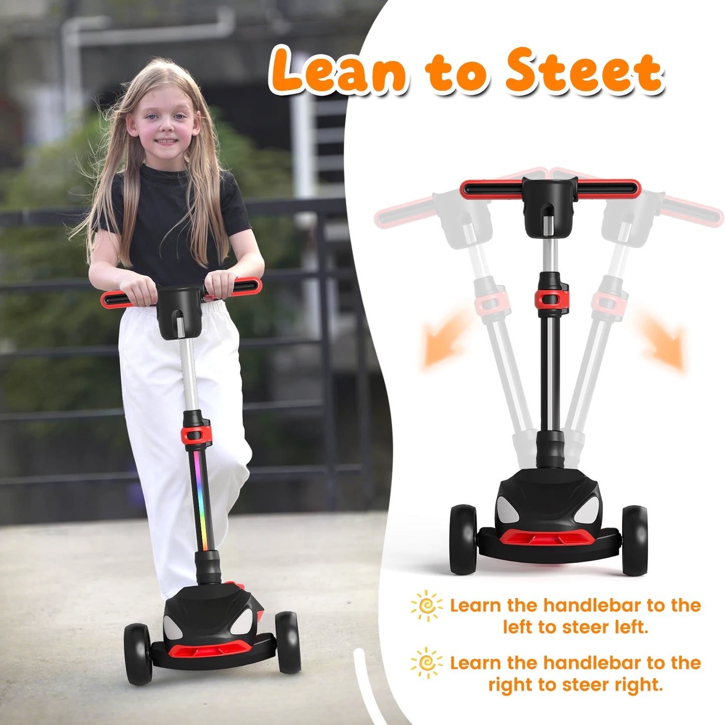 D3 Electric Scooter for Kids with 3 Wheels, 3 Adjustable Heights, Thumb Throttle, LCD Screen, Foldable, Light-Up Stem Deck & Wheels, Ideal Gift for Kids