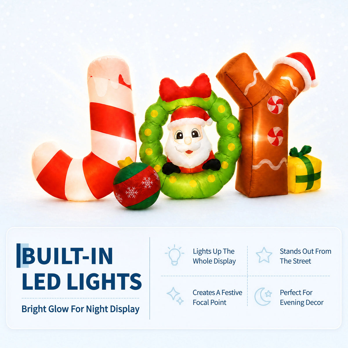 Lighted Christmas Inflatable Joy Sign Outdoor Yard Holiday Party Decor