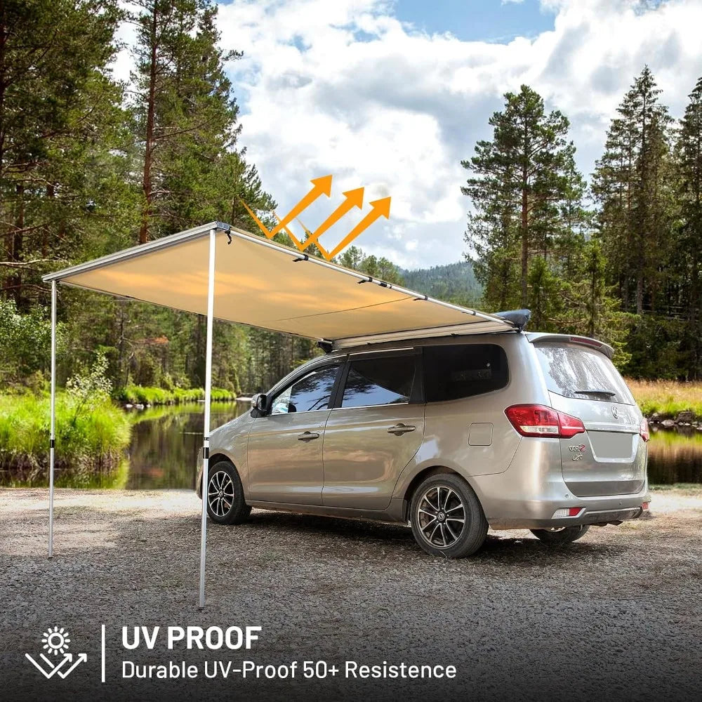 8.2x6.5ft Car Awning Tent Waterproof PU10000mm UV50+ Retractable Side Shade for SUV Truck Van Camping