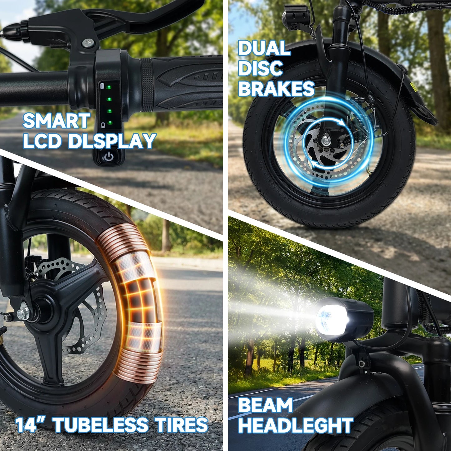 14 Inch Folding Electric Bike, 500W Peak Motor 432Wh Hidden Anti-Theft Battery, 20MPH Speed 35 Miles Range, Adult Mini Ebike with Rear Basket for Commuting Shopping UL2849，Electric Bike for Adults, Ebike, Electric Bicycle