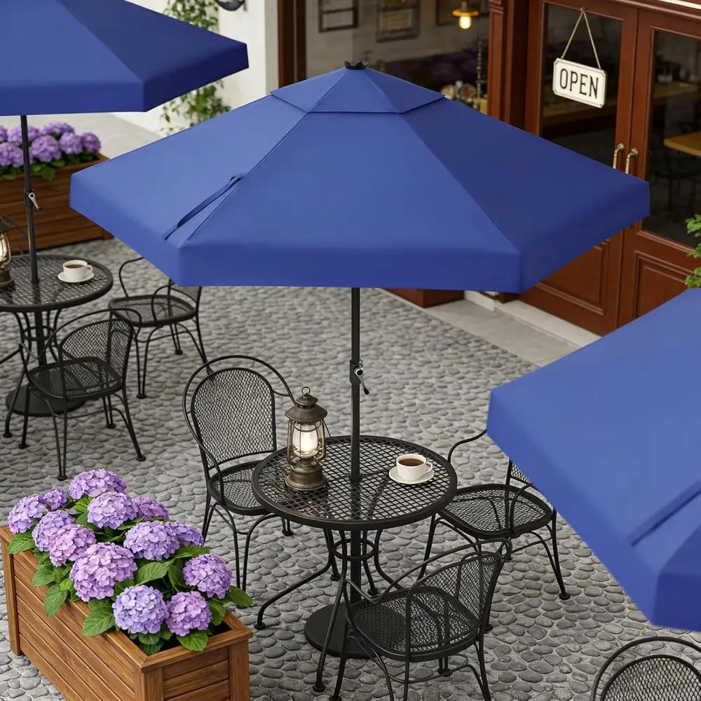 9-Foot Patio Umbrella with Automatic Tilt and Olefin Fabric - 90° Edge Vent for Wind Resistance, Ideal for Outdoor, Pool, and Be