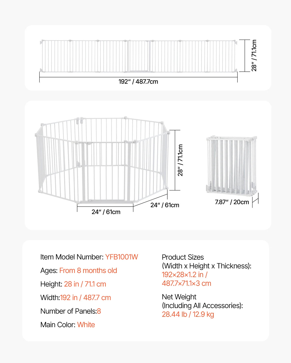 SucceBuy Pressure Mount Walk Through Baby Security Gate