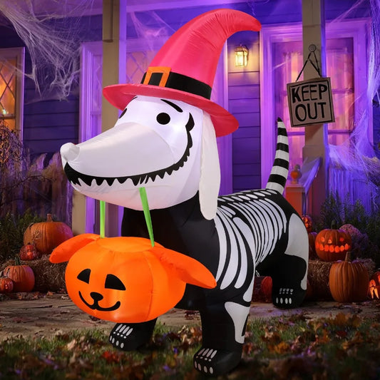 6FT Halloween Inflatable Skeleton Dog with Built-in LED Lights, Halloween Inflatables Outdoor Decorations, Halloween Decorations for Outside, Outdoor Decorations for Halloween, Large Inflatable Halloween Decorations, Party Ou