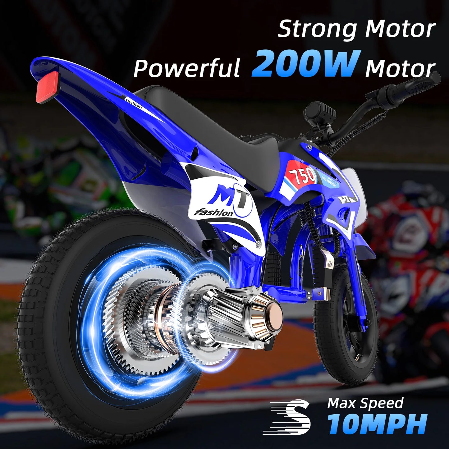 25V Electric Dirt Bike 200W Electric Motorcycle Up to 10MPH Max Speed & 7Miles Long Range 3-Speed Modes Motorcycle for Kids Ages 3-10