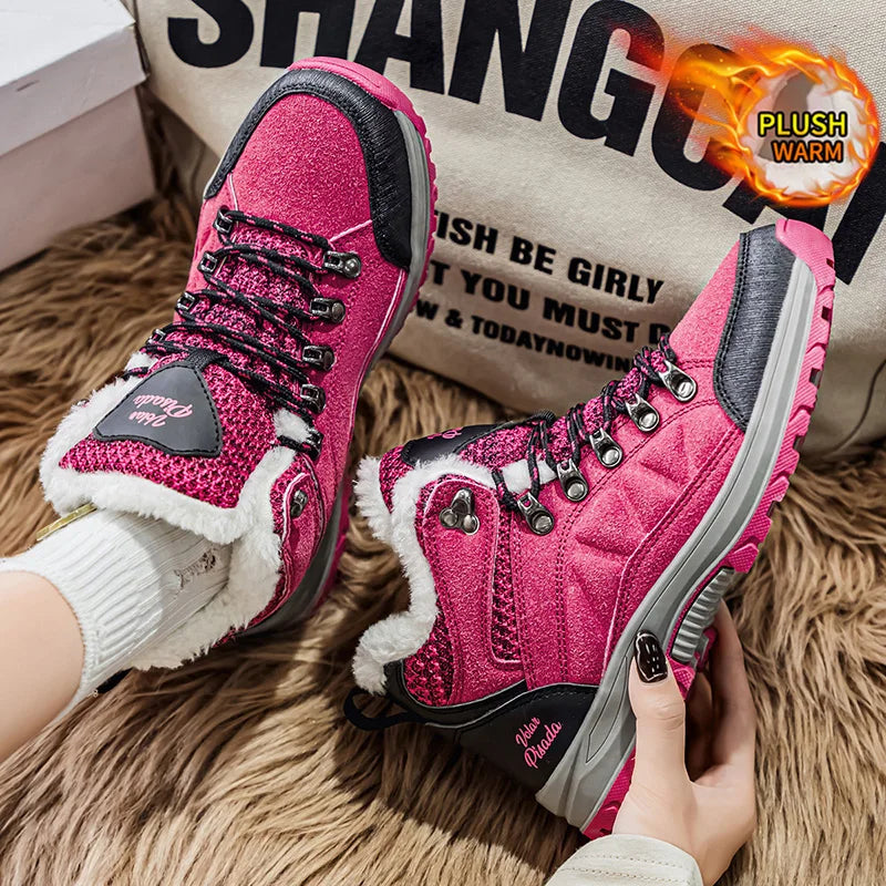 Winter Plush Fleece Lined Snow Boots For Women Non Slip