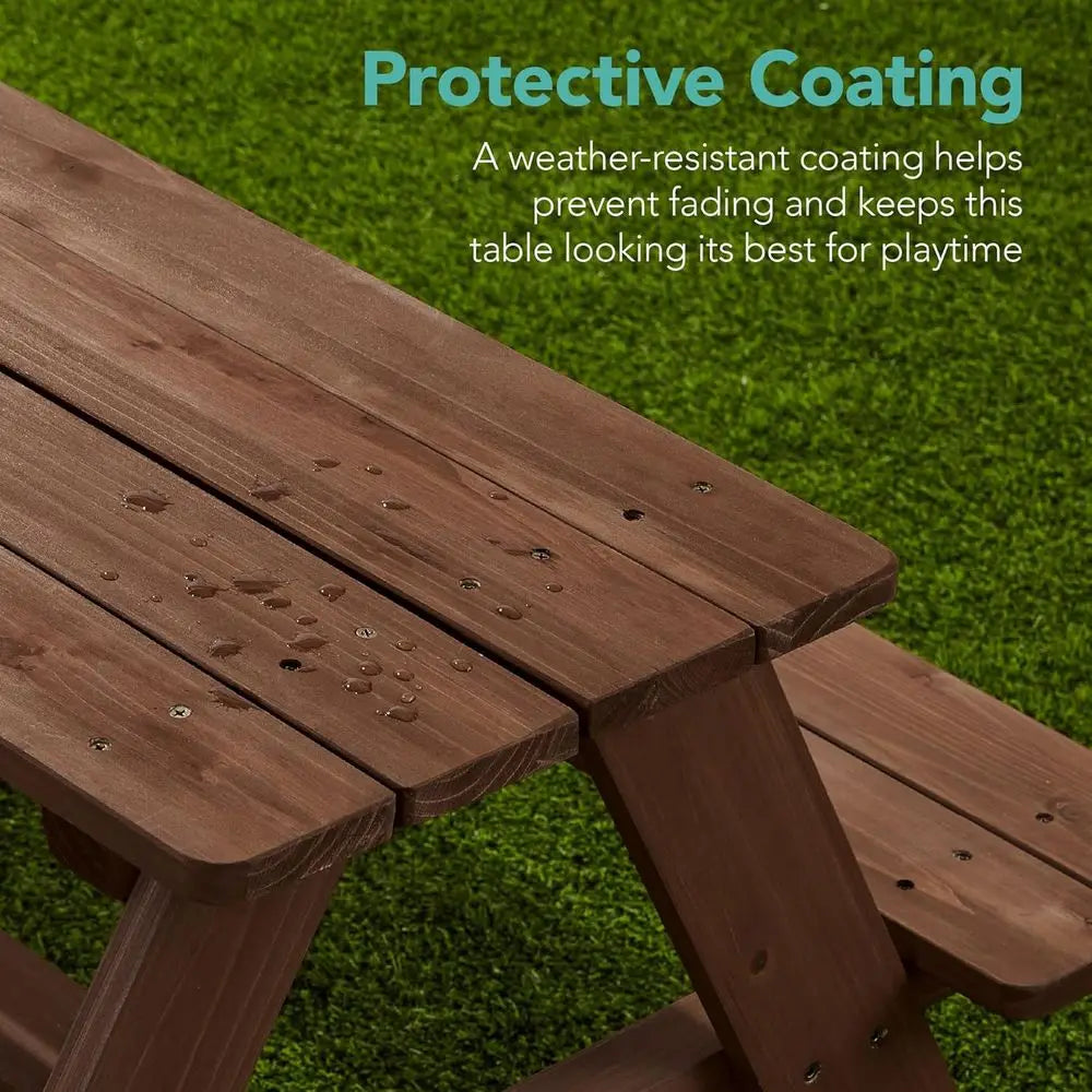 Sturdy Wooden Kids Picnic Table With Umbrella And Benches