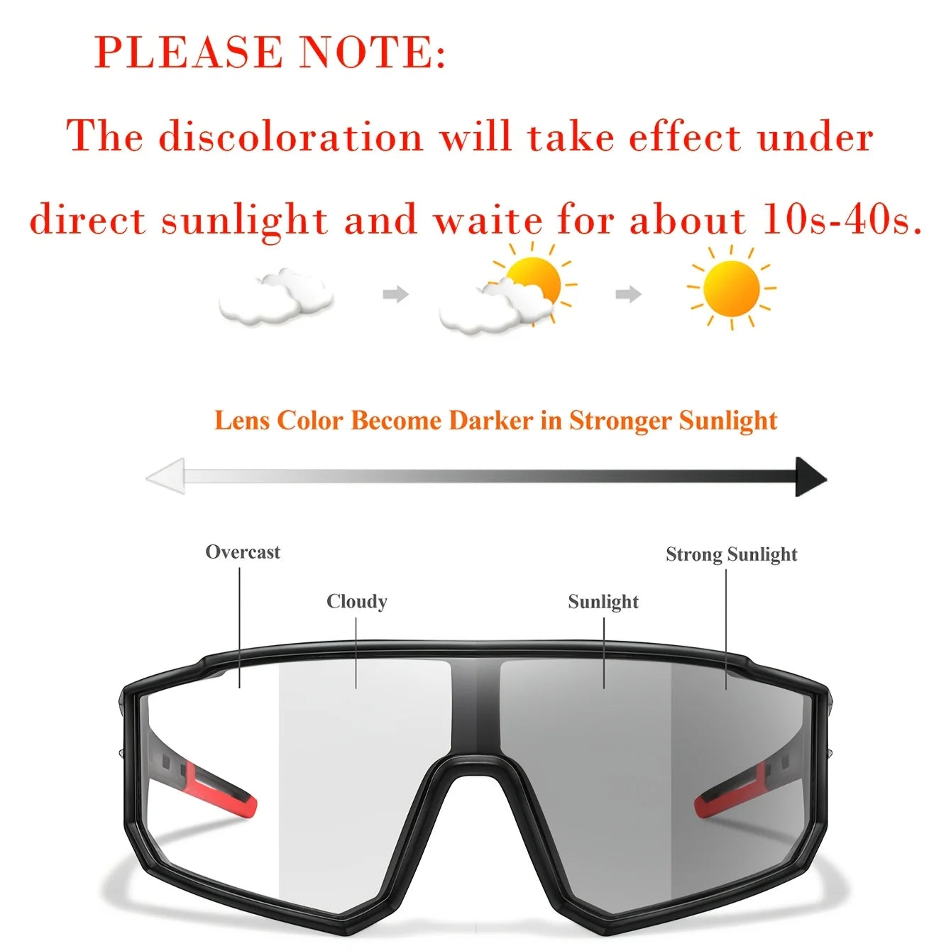 LOISRUBY Photochromic Cycling Glasses, UV-400 Lenses, Outdoor Running and Hiking Fashion Glasses, Unisex