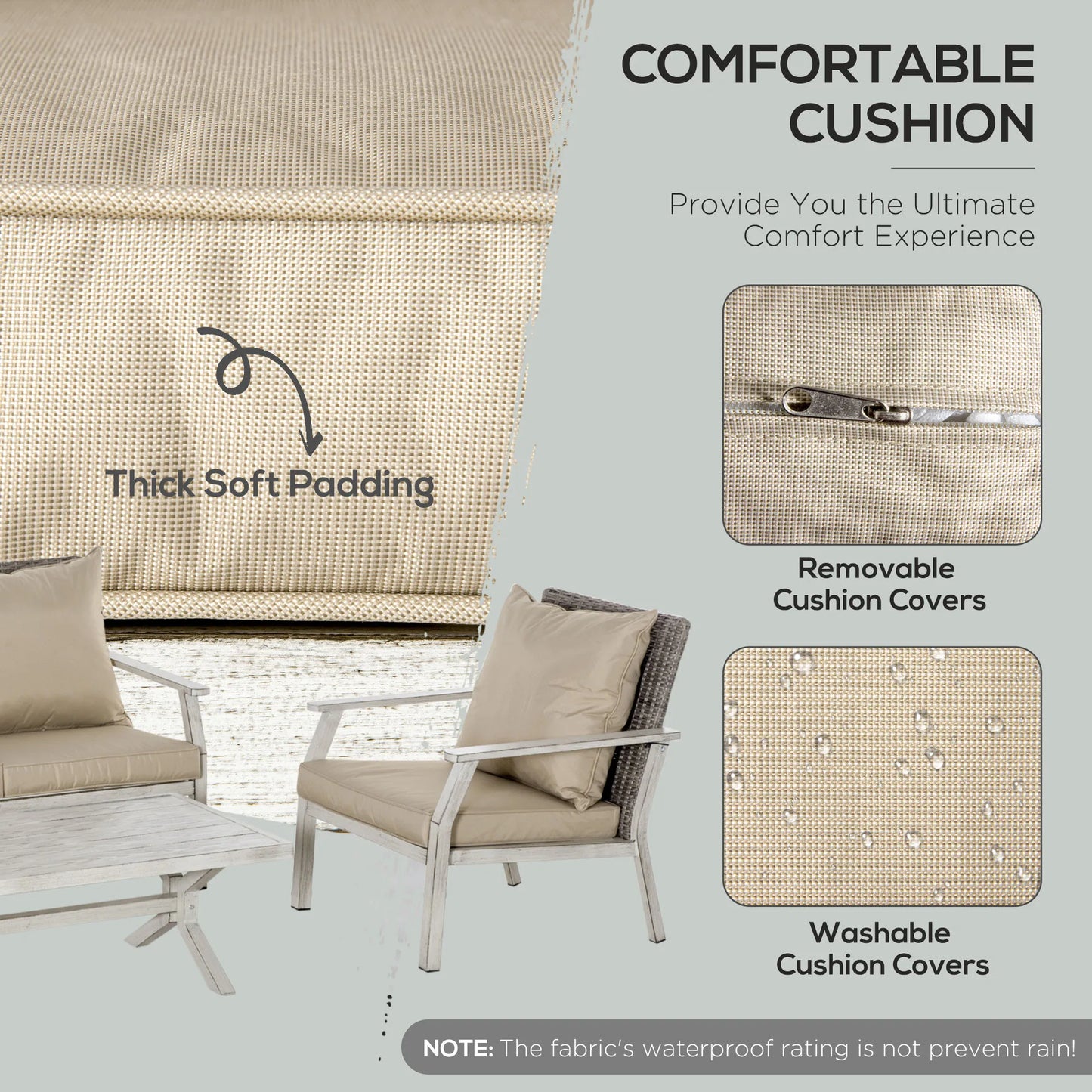 Outdoor PE Rattan Wicker Conversation Set With Coffee Table