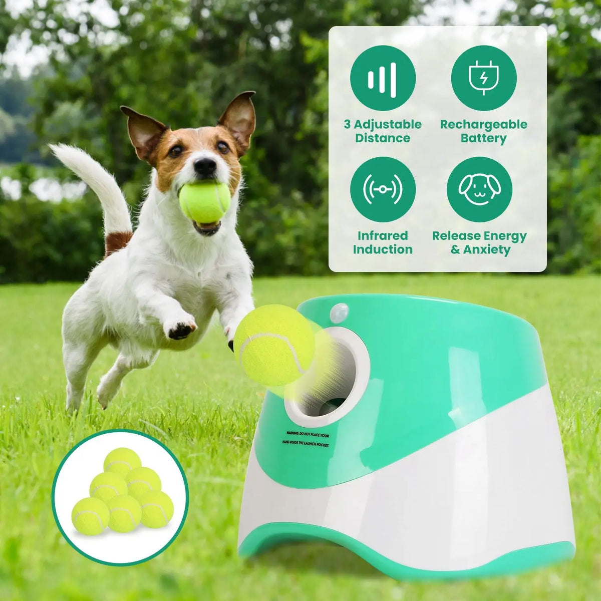 Rechargeable Automatic Dog Ball Launcher With Adjustable Distances