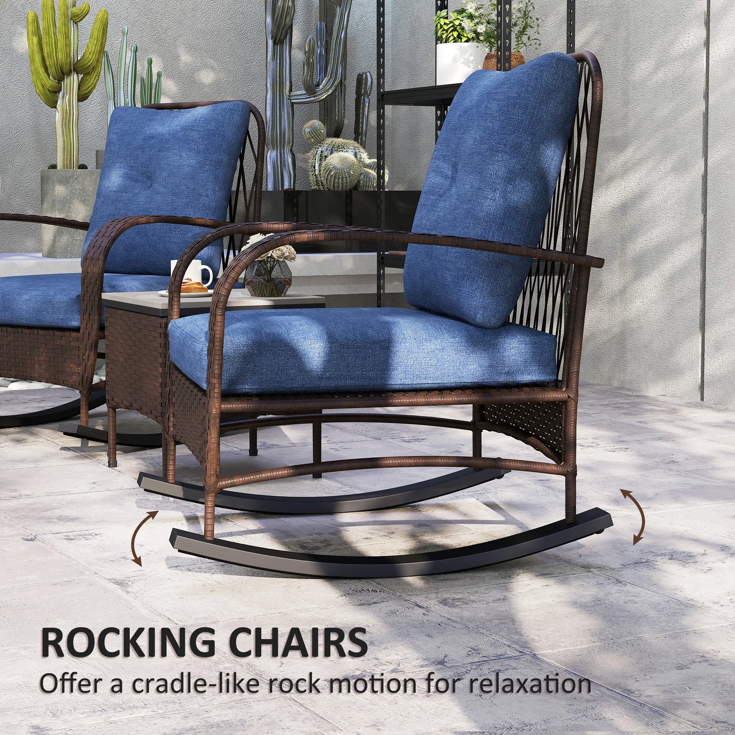 Outdoor Patio Furniture Set With Rocking Chairs And Coffee Table