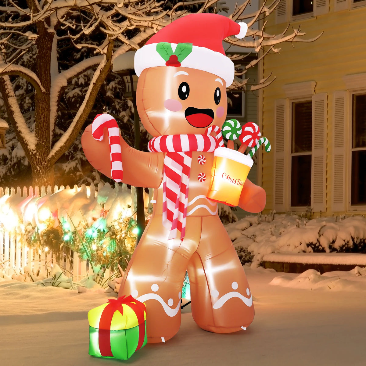 HiMISS Christmas Gingerbread Man Inflatable Outdoor Yard Decor