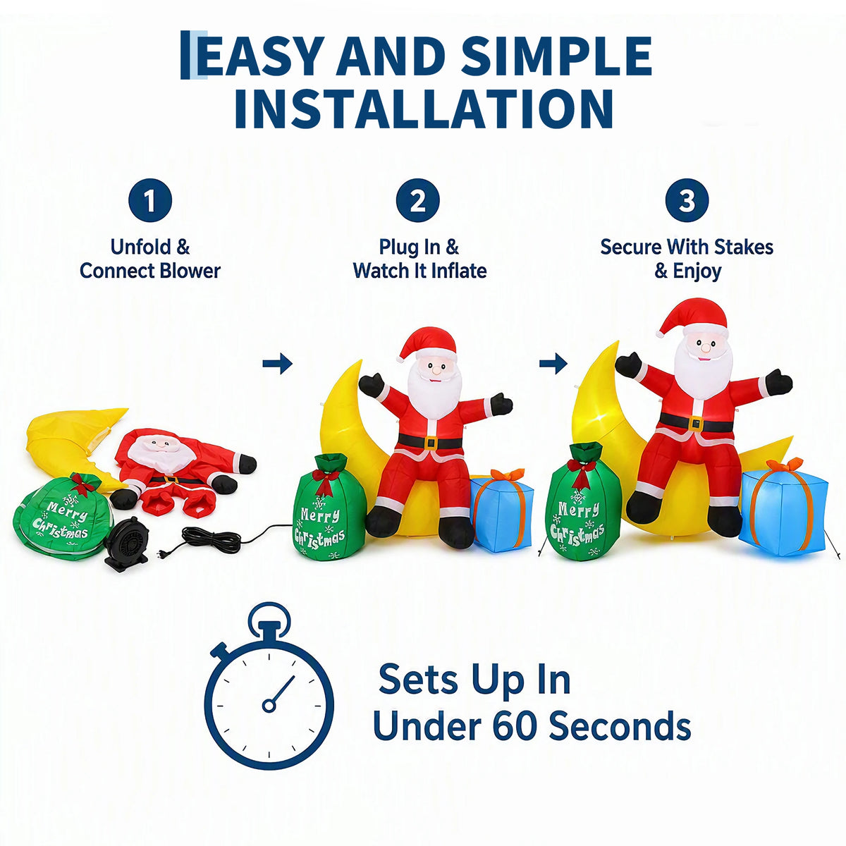 Gaomon Moon Santa Christmas Inflatable Outdoor Decoration