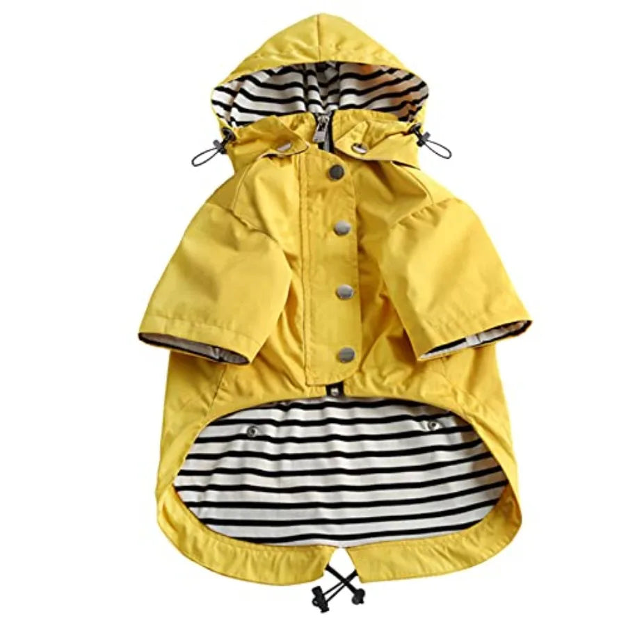 Dog Zip Up Raincoat with Reflective Buttons, Rain/Water Resistant, Adjustable Drawstring, Removable Hood, Raincoats with Legs 8