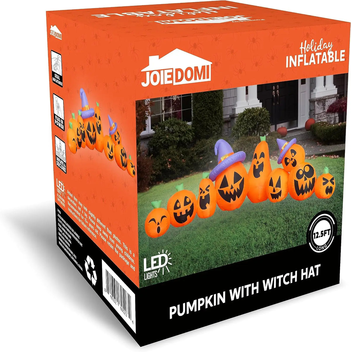 Halloween Inflatable Pumpkin With Witch Hat And LED Lights