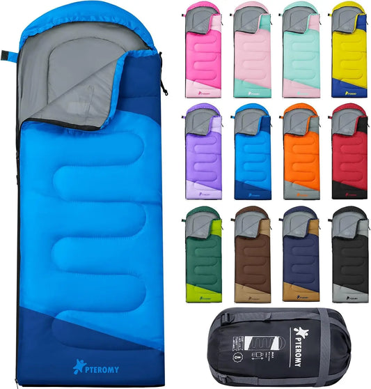 Lightweight Sleeping Bag for Adults, Machine Washable, Water Resistant for Camping Hiking Travel, 3-Season Use