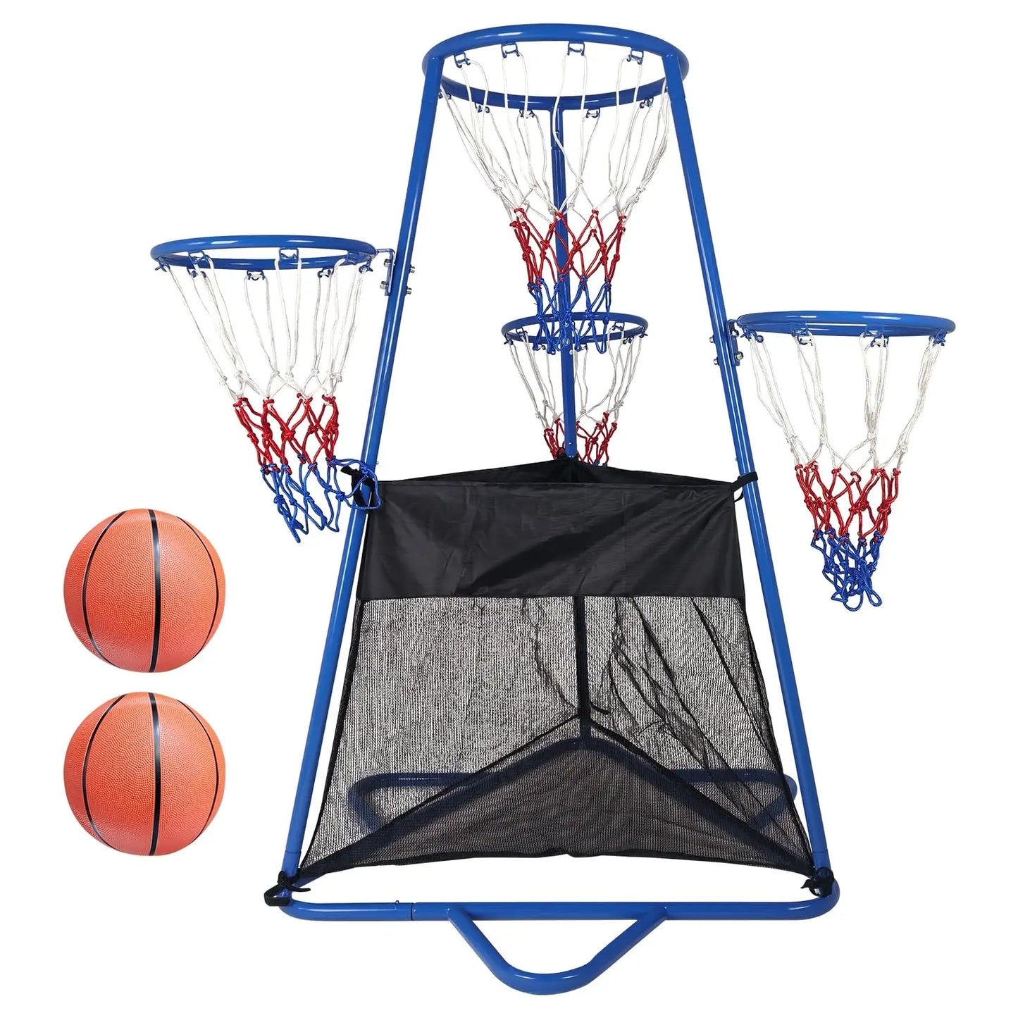 4 Hoop Toddler Basketball Set With 4 Balls & Pump, Multi Height Indoor Outdoor Basketball Goal Toy For Preschool Kids Ages 3+