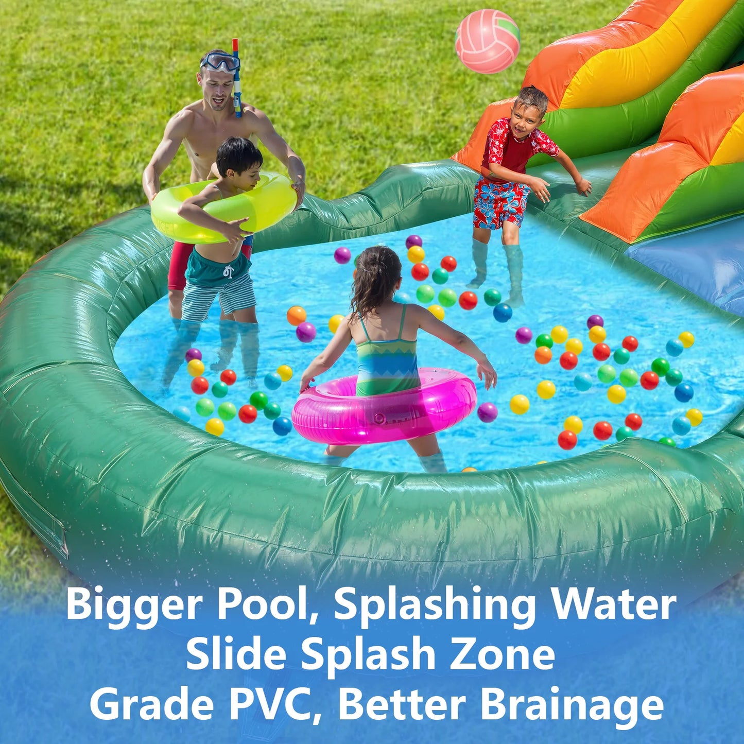 21ft Portable Jungle Water Slide for Kids Thickened Commercial PVC Inflatable Play Center Outdoor Backyard Lawn Summer Swimming Pool Birthday Party (without Blower)