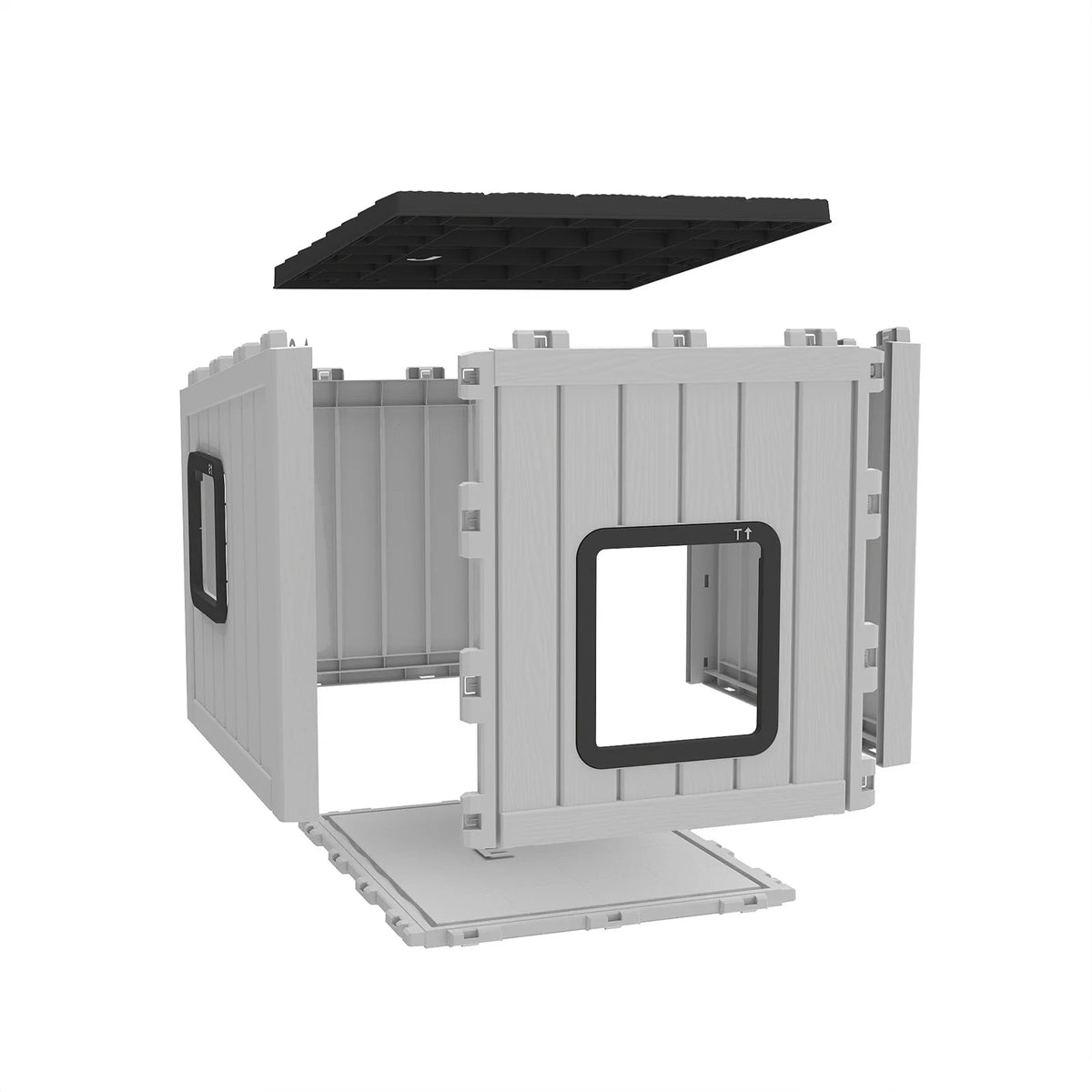 Waterproof Sloped Roof Plastic Pet Cabin, Indoor Outdoor Weather Resistant Cat Shelter for Porch & Yard