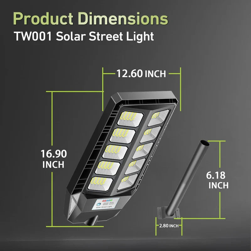2 Pack Solar Street Light Outdoor, 4000W LED Solar Powered Flood Light with Remote Control, Motion Sensor Dusk to Dawn Security Lighting, IP66 Waterproof for Yard Driveway Garden Deck Garage