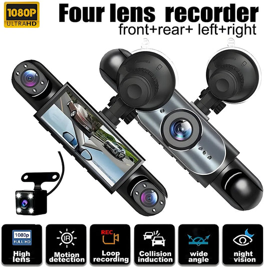 4 Channel Dashcam With Night Vision And Loop Recording