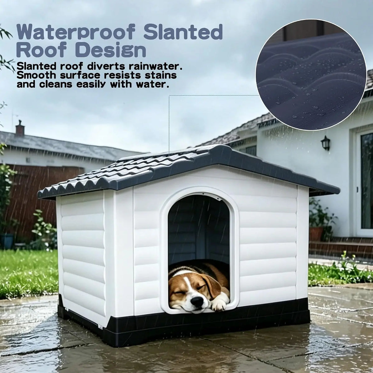 Twister.Ck Waterproof 2-Door Dog House Elevated Base Indoor Outdoor