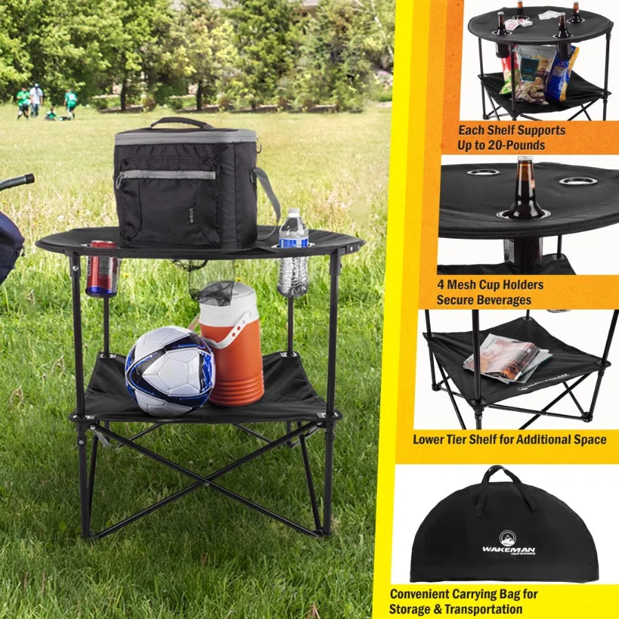 Lightweight Camping Table With 4 Cupholders And Carry Bag