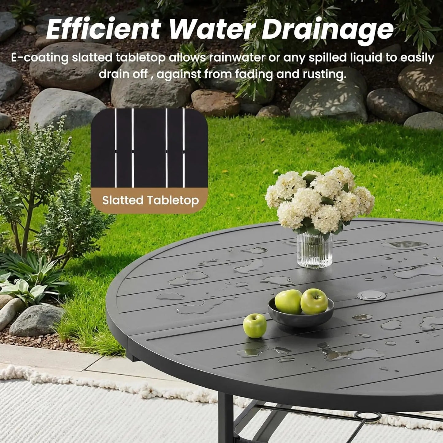 FARINI Outdoor Metal Patio Table With Umbrella Hole
