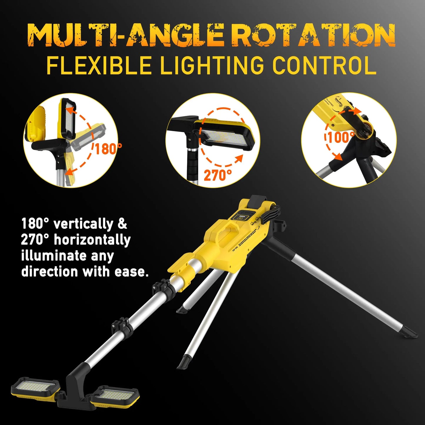 LED Work Light 80000LM Rechargeable Construction Light with Power Bank, Portable Outdoor Work Lamp with IP65 Waterproof, Tripod Compatible Flood Light for Garage Repair Emergency Camping