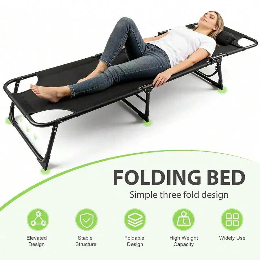 70'X 22' Cot Camping Cot With Thick Pad Cots For Sleeping Camping Bed Folding Cot Comfortable Double Layer Oxford Heavy Duty Wit