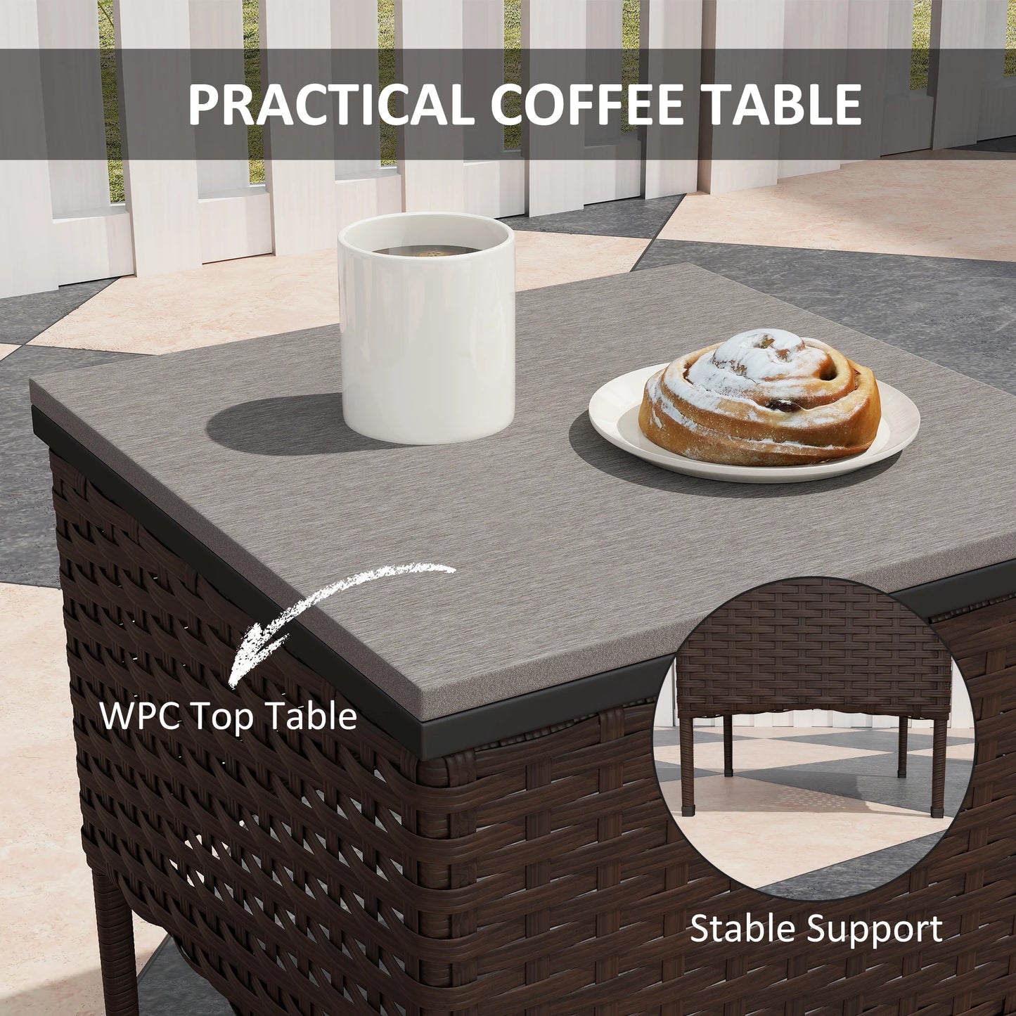 Outdoor Patio Furniture Set With Rocking Chairs And Coffee Table