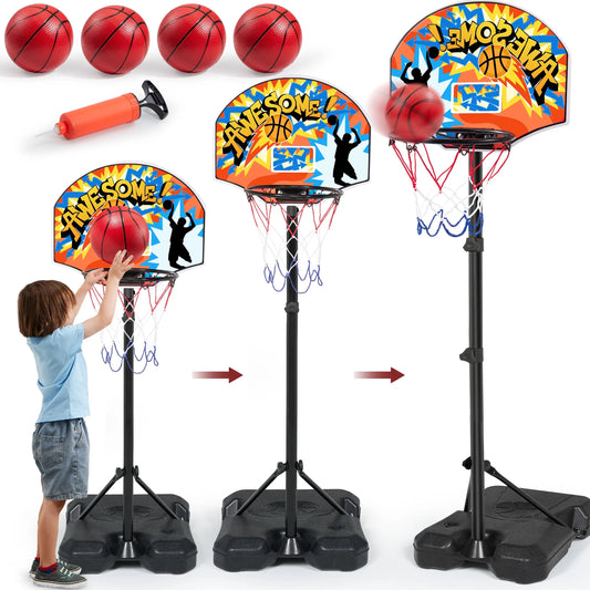 Joyfy Adjustable Kids Basketball Hoop Set For Indoor Outdoor Play