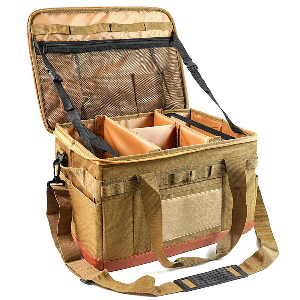 30L Camping Cooking Utensil Organizer Large Capacity Car Trunk Storage Bag Detachable Multifunctional Camping Stove Storage Case