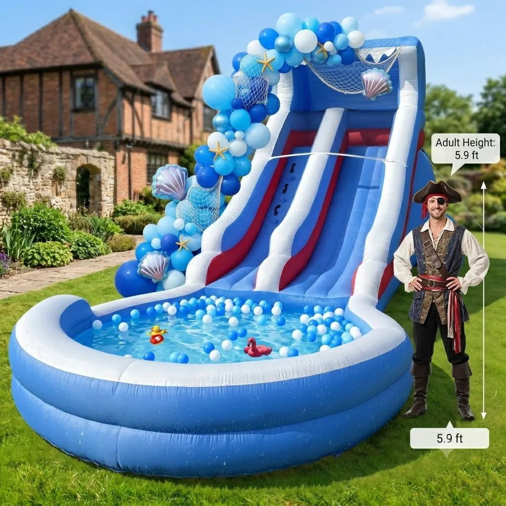 Blue White Red Oxford Water Slide Summer Outdoor Water Toy for Backyard Poolside Fun Games Entertainment