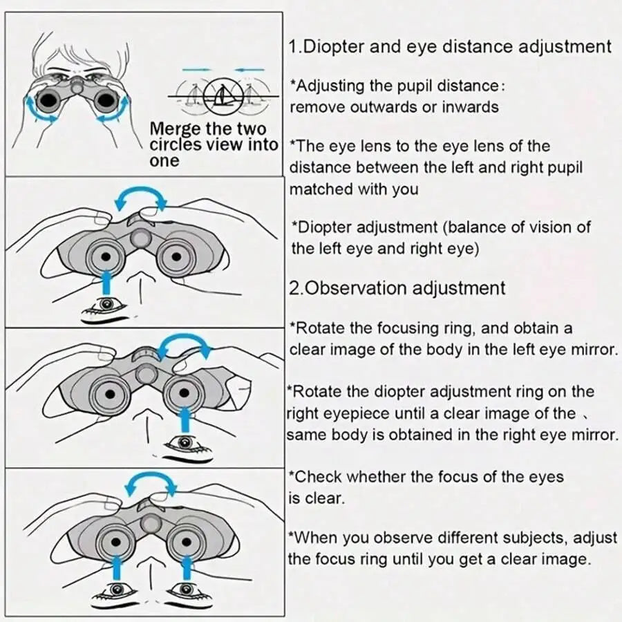 8x40 High Magnification Binoculars, Suitable For Adults, Features Low Light Night Vision, Compact Waterproof, Ideal For